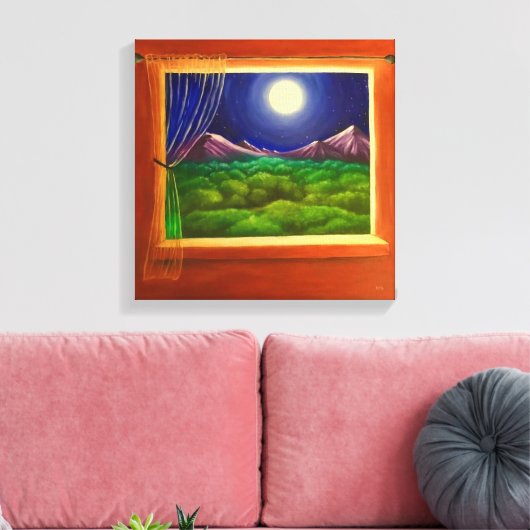 Moonlight Window Canvas Afdruk (Insitu (Woonkamer))