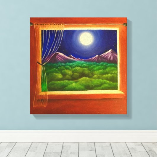 Moonlight Window Canvas Afdruk (Insitu (Houten vloer))
