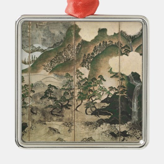 Moonlight Winter Landschap Metalen Ornament (Voorkant)