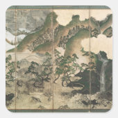 Moonlight Winter Landschap Vierkante Sticker (Voorkant)