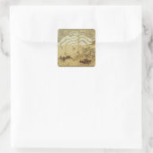Moonlight Winter Landschap Vierkante Sticker (Tas)