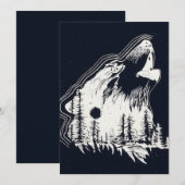 Moonlight Winter Wolf Pine Tree Forest Feestdagenkaart (Voorkant / Achterkant)