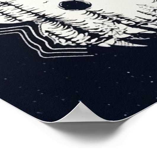 Moonlight Winter Wolf Pine Tree Forest Poster (Hoek)