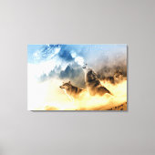 Moonlight wolf in foto's van het bergbos. canvas afdruk (Voorkant)