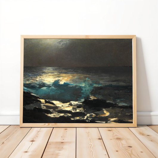 Moonlight, Wood Island Light van Winslow Homer. Poster