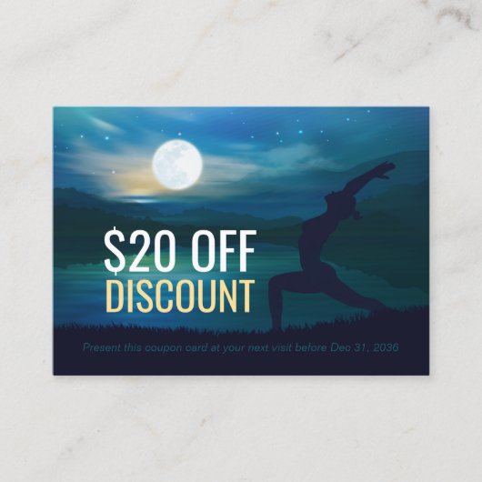 Moonlight Yoga Meditation Crescent Moon Salutation Kortingskaartje (Voorkant)