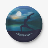 Moonlight Yoga Meditation Crescent Moon Salutation Papieren Bordje (Voorkant)