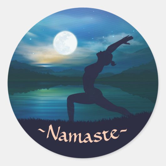 Moonlight Yoga Meditation Crescent Moon Salutation Ronde Sticker (Voorkant)