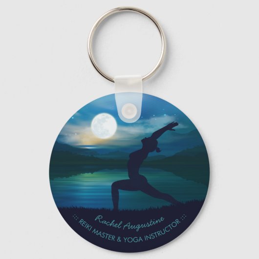 Moonlight Yoga Meditation Crescent Moon Salutation Sleutelhanger (Voorkant)