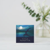 Moonlight Yoga Meditation Crescent Moon Salutation Vierkante Visitekaartje (Staand voorkant)