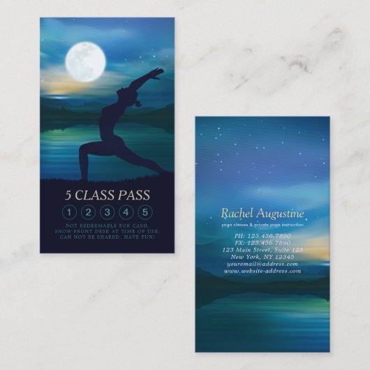 Moonlight Yoga Teacher Half Moon Pose 5 Class Pass Klantenkaartje (Voorkant / Achterkant)