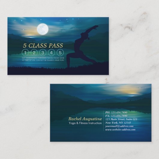 Moonlight Yoga Teacher Half Moon Pose 5 Class Pass Klantenkaartje (Voorkant / Achterkant)