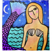 Moonlight Zeemeermin Abstracte Kunst Douchegordijn (Voorkant)