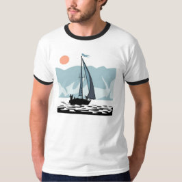 Moonlight Zeilen Mannen Ringer T-shirt