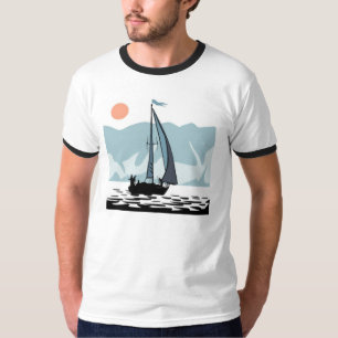 Moonlight Zeilen Mannen Ringer T-shirt