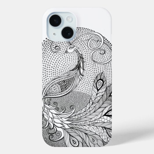 Moonlight Zilver en Witte Peacock Case-Mate iPhone Case (Achterkant)