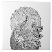 Moonlight Zilver en Witte Peacock Tegeltje (Voorkant)