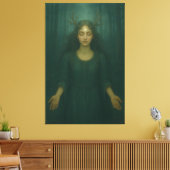 Moonlit Antler Priestess II – Forest Mystic Goddes Canvas Afdruk (Insitu (Woonkamer))