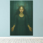 Moonlit Antler Priestess II – Forest Mystic Goddes Canvas Afdruk (Insitu (Houten vloer))