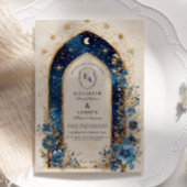 Moonlit Arch in Midnight Blue Wedding Kaart