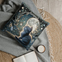 Moonlit Art Nouveau Kitten Onder Hemelhemel