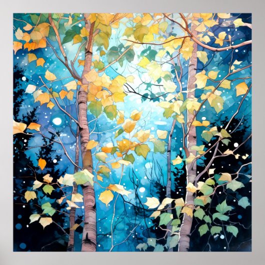 Moonlit Autumn Forest Art Poster (Voorkant)