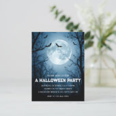 Moonlit Bats Halloween Party Invitation Postcard Briefkaart (Staand voorkant)