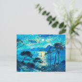 Moonlit Bay met boten Impressionistische Nocturne Briefkaart (Staand voorkant)