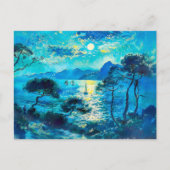 Moonlit Bay met boten Impressionistische Nocturne Briefkaart (Voorkant)
