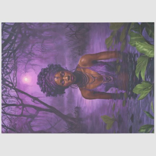 Moonlit Bayou Voodoo Witch – Gothic Decoupage Tissuepapier (Voorkant)