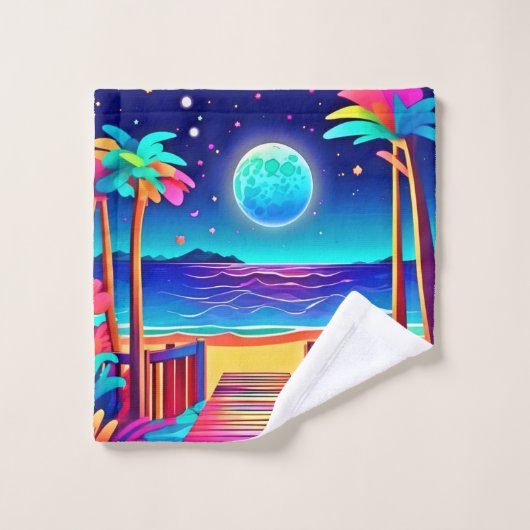 Moonlit Beach kleuren Bad Handdoek (Wasdoekje)