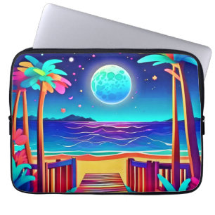 Moonlit Beach kleuren Laptop Sleeve