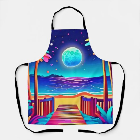 Moonlit Beach kleuren Schort (Voorkant)