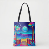Moonlit Beach kleuren Tote Bag (Voorkant)