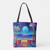 Moonlit Beach kleuren Tote Bag (Achterkant)