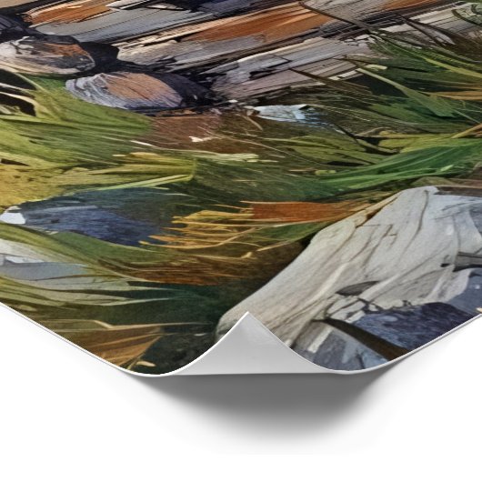 Moonlit Belief: Bigfoot's Cabin Companion Poster (Hoek)