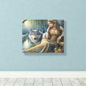 Moonlit Betovering in het Mystic Forest10x8 Canvas Afdruk (Insitu (Houten vloer))