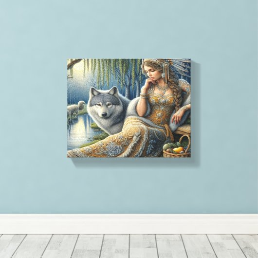 Moonlit Betovering in het Mystic Forest10x8 Canvas Afdruk (Insitu (Houten vloer))