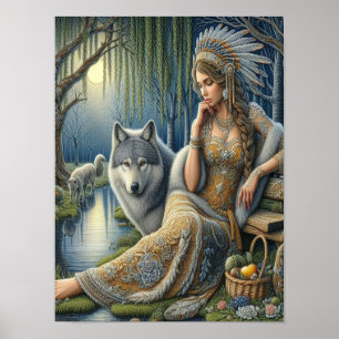 Moonlit Betovering in het Mystic Forest12x16 Poster