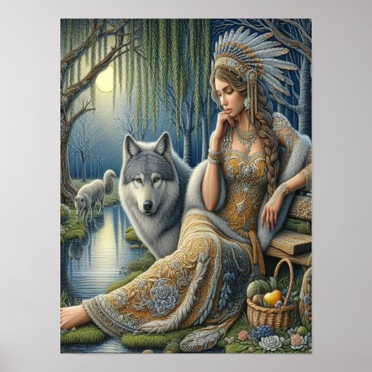 Moonlit Betovering in het Mystic Forest12x16 Poster (Voorkant)