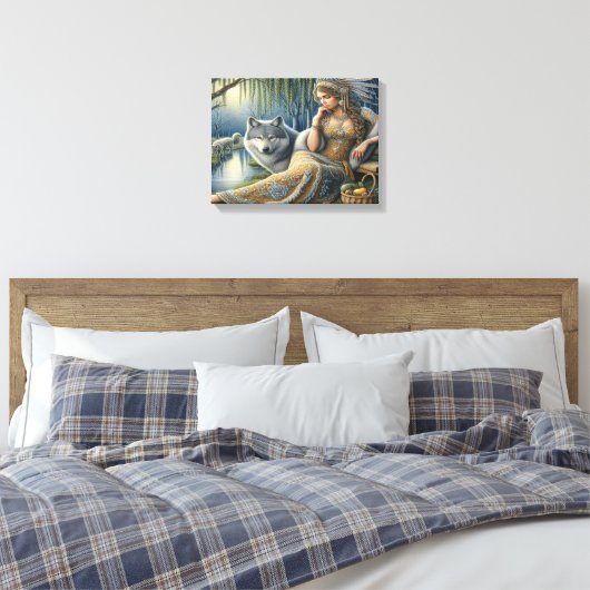 Moonlit Betovering in het Mystic Forest16x12 Canvas Afdruk (Insitu (Slaapkamer))