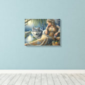 Moonlit Betovering in het Mystic Forest16x12 Canvas Afdruk (Insitu (Houten vloer))