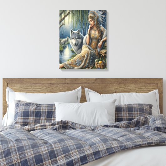 Moonlit Betovering in het Mystic Forest16x20 Canvas Afdruk (Insitu (Slaapkamer))