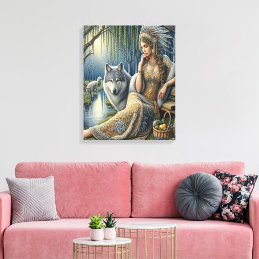 Moonlit Betovering in het Mystic Forest16x20 Canvas Afdruk (Insitu (Woonkamer))