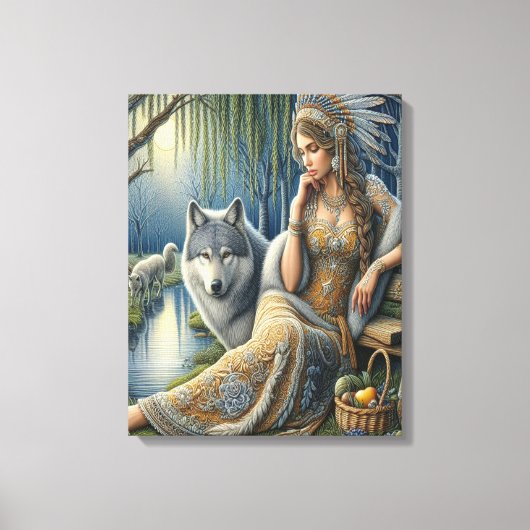 Moonlit Betovering in het Mystic Forest16x20 Canvas Afdruk (Voorkant)