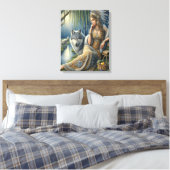 Moonlit Betovering in het Mystic Forest16x20 Canvas Afdruk (Insitu (Slaapkamer))