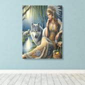 Moonlit Betovering in het Mystic Forest18x24 Canvas Afdruk (Insitu (Houten vloer))