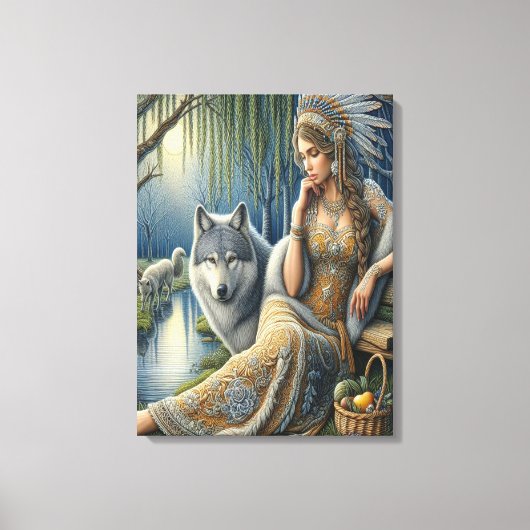 Moonlit Betovering in het Mystic Forest18x24 Canvas Afdruk (Voorkant)