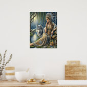 Moonlit Betovering in het Mystic Forest18x24 Poster (Keuken)