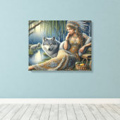 Moonlit Betovering in het Mystic Forest20x16 Canvas Afdruk (Insitu (Houten vloer))